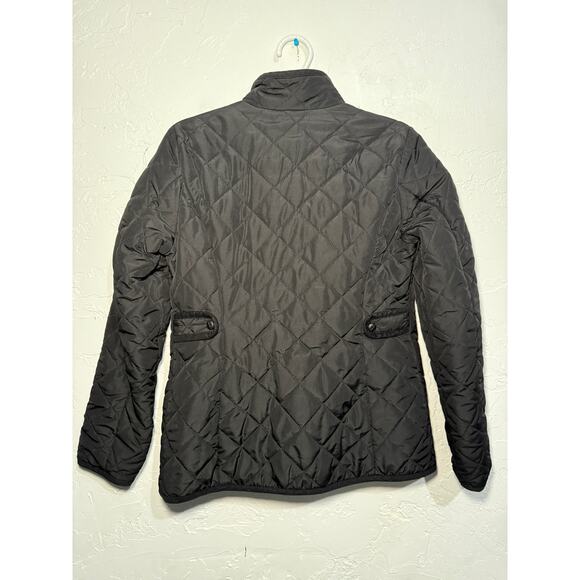 St Johns Bay black quilted flannel lined button down jacket womens small barn - Picture 5 of 7